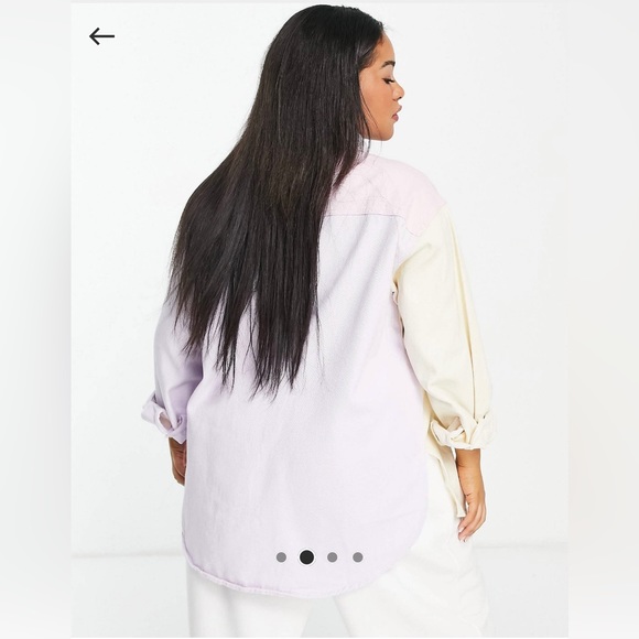 ASOS/MISSGUIDED Plus shirt in pastel pink color block - Picture 2 of 5